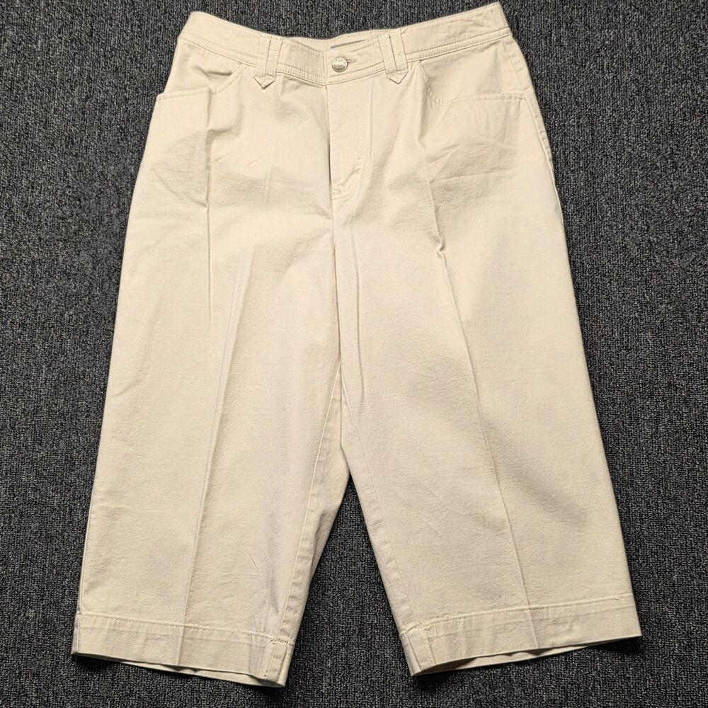 Croft Barrow Womens 6 Capri Pants Tan Stretch Cotton Twill Mid Rise Crop